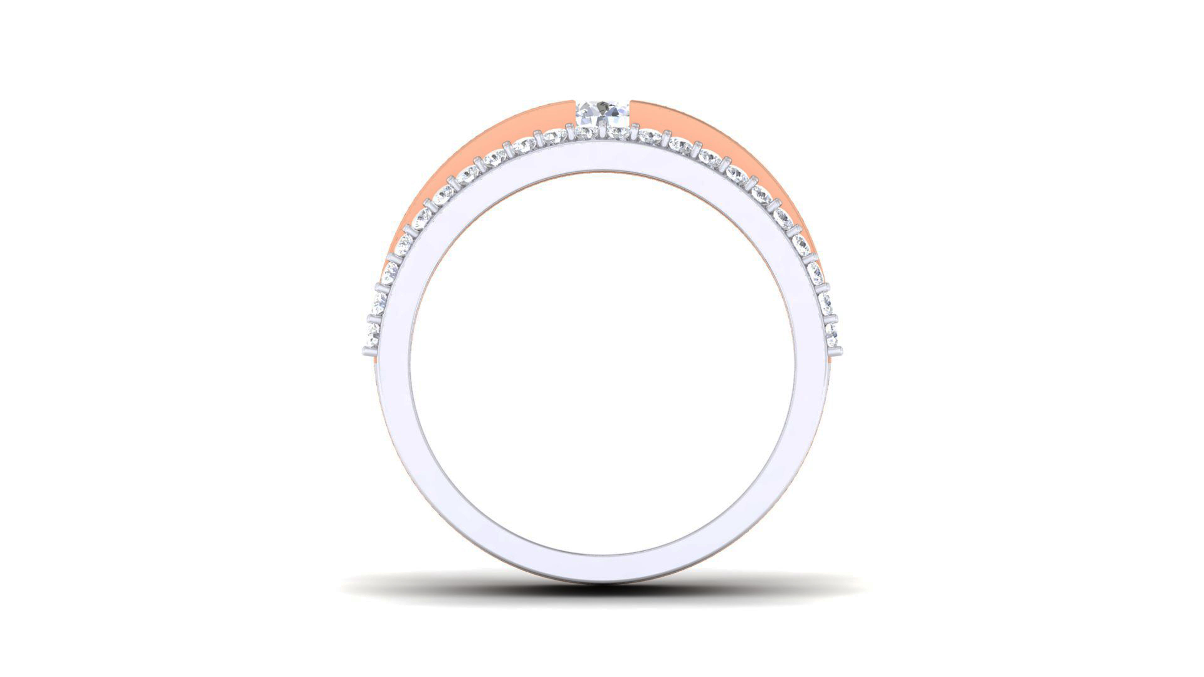 Solitaire Couple Band Rings 3D print model_5