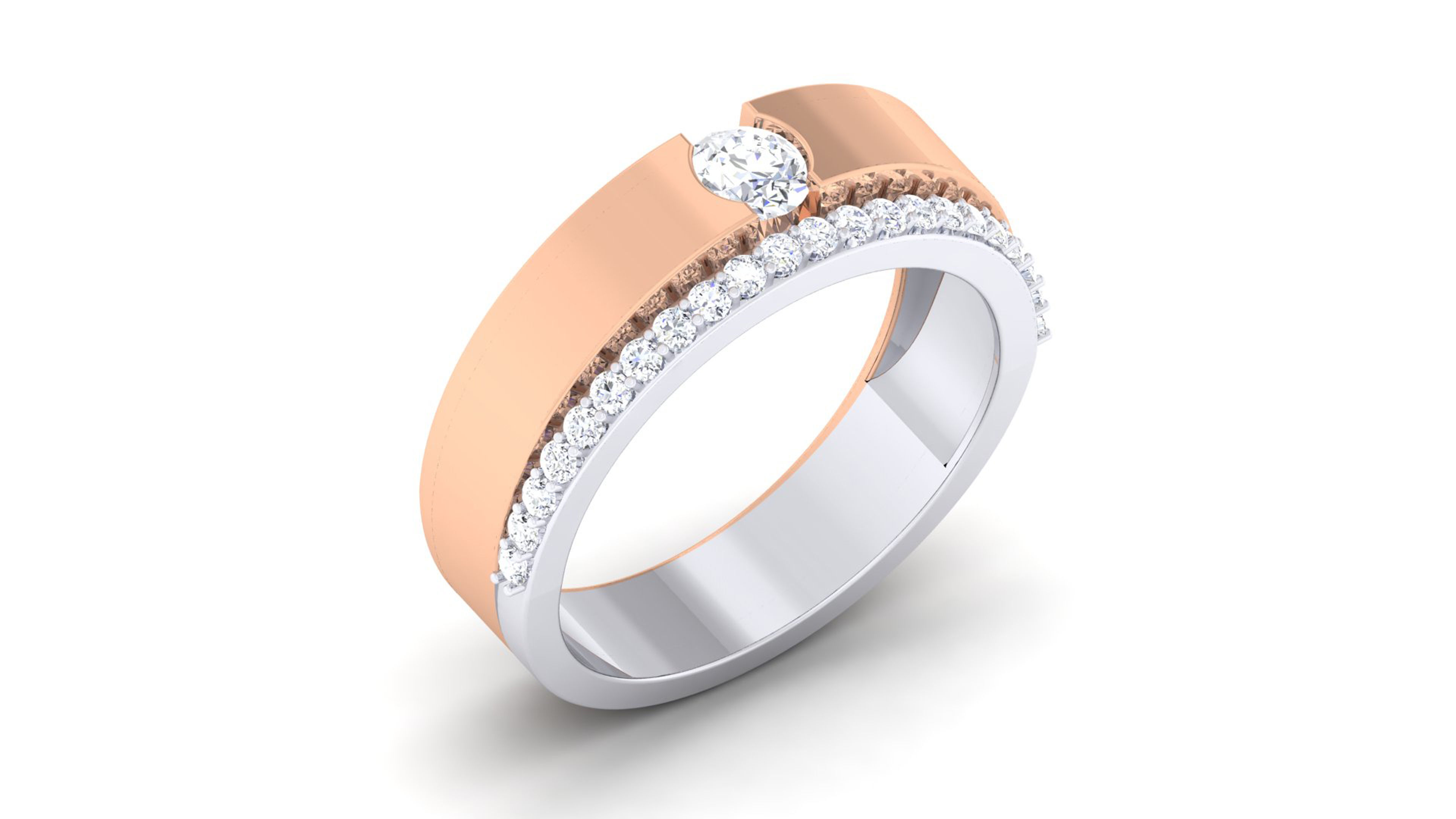 Solitaire Couple Band Rings 3D print model_7