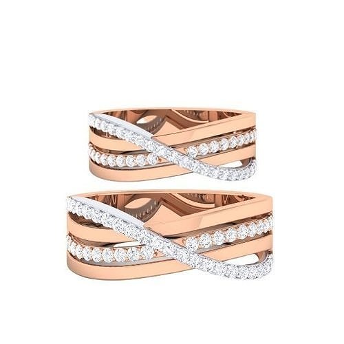 Solitaire Couple Band Rings 3D print model