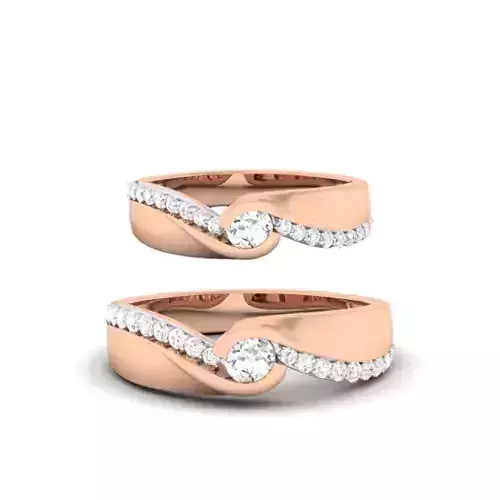 Solitaire Couple Band Rings