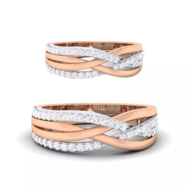 Solitaire Couple Band Rings 3D print model_0