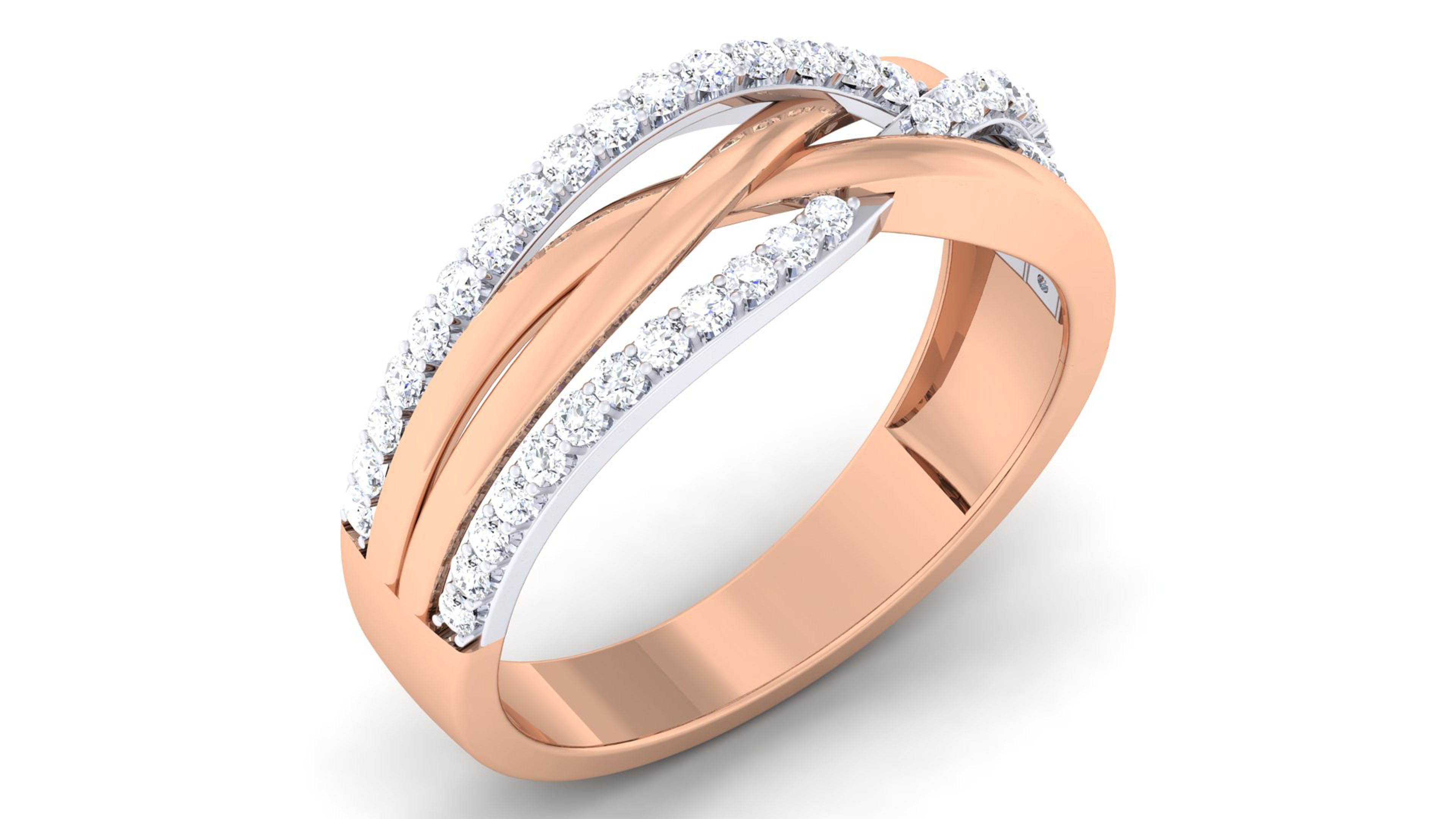 Solitaire Couple Band Rings 3D print model_2