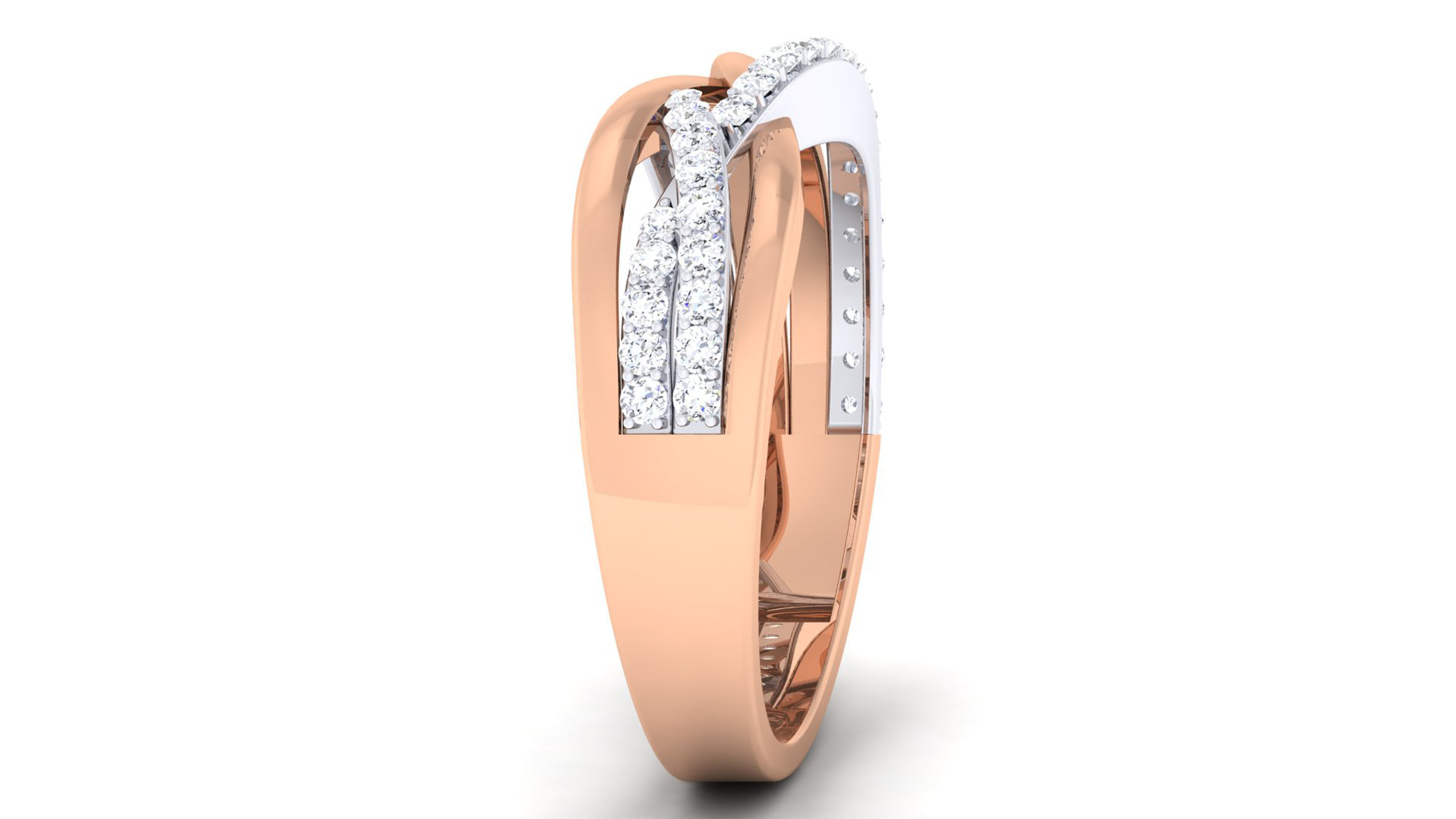 Solitaire Couple Band Rings 3D print model_3