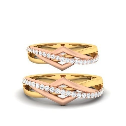Solitaire Couple Band Rings 3D print model