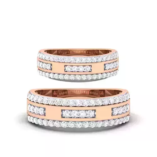 Solitaire Couple Band Rings