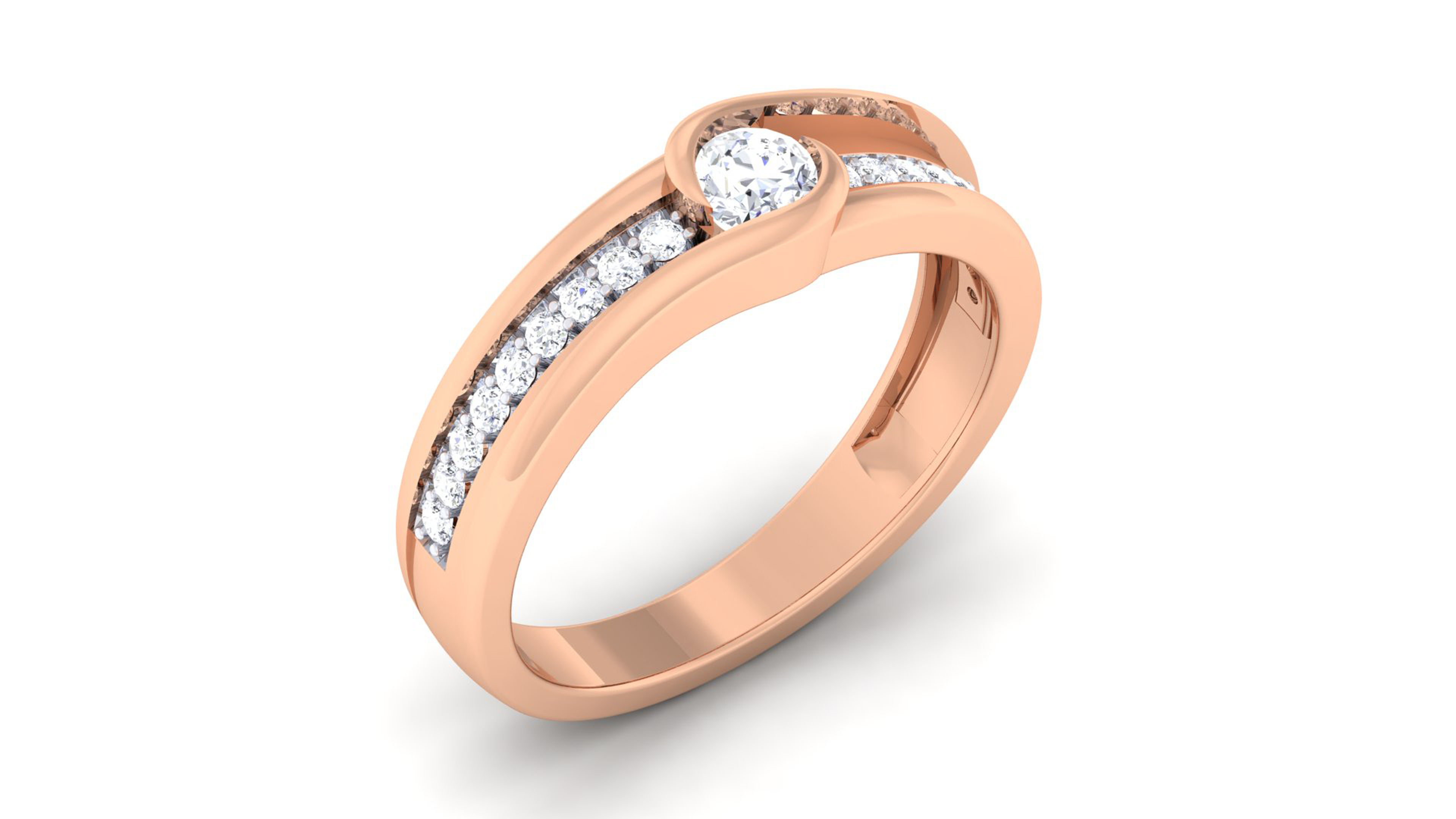 Solitaire Couple Band Rings 3D print model_17