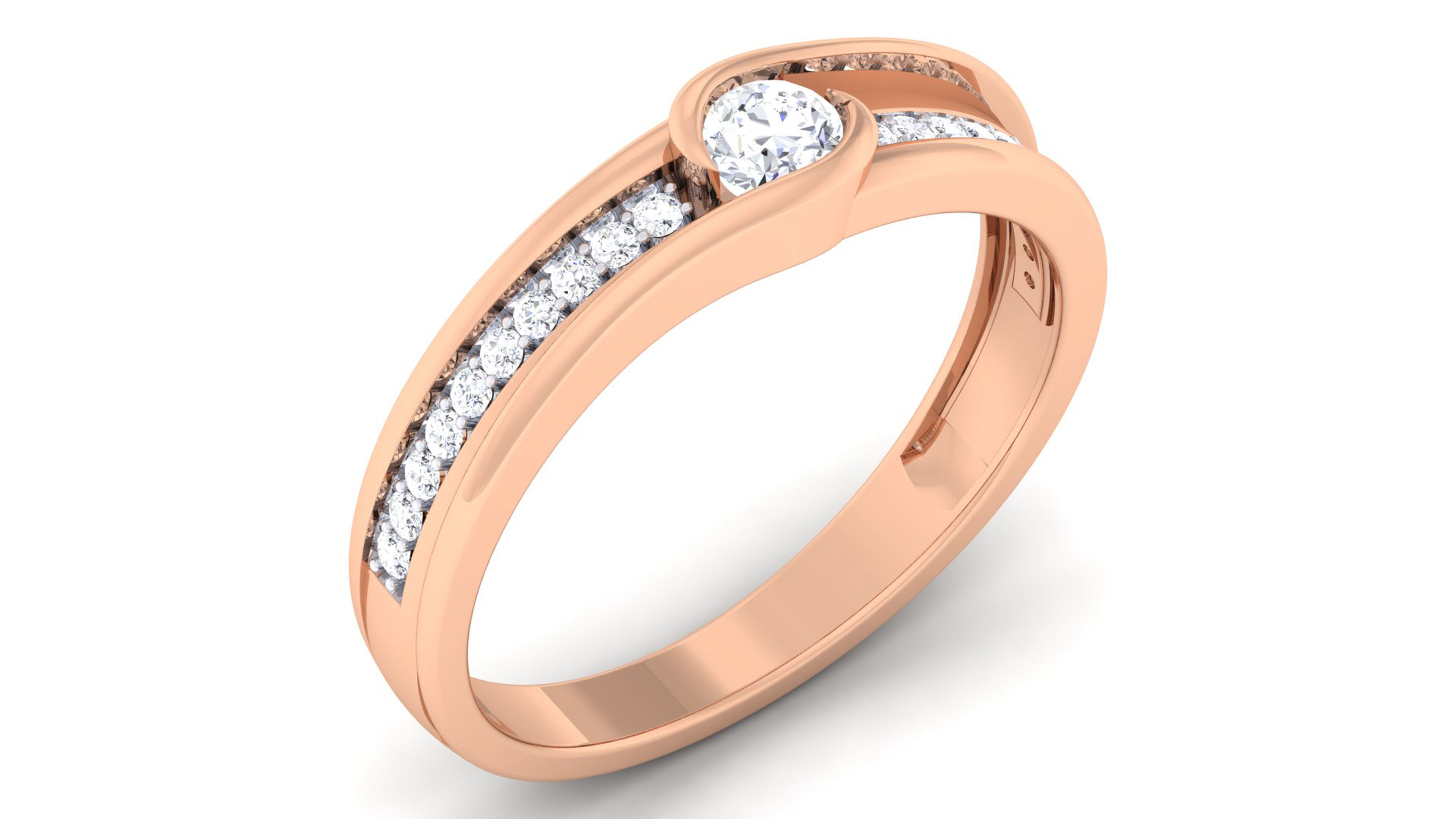 Solitaire Couple Band Rings 3D print model_8