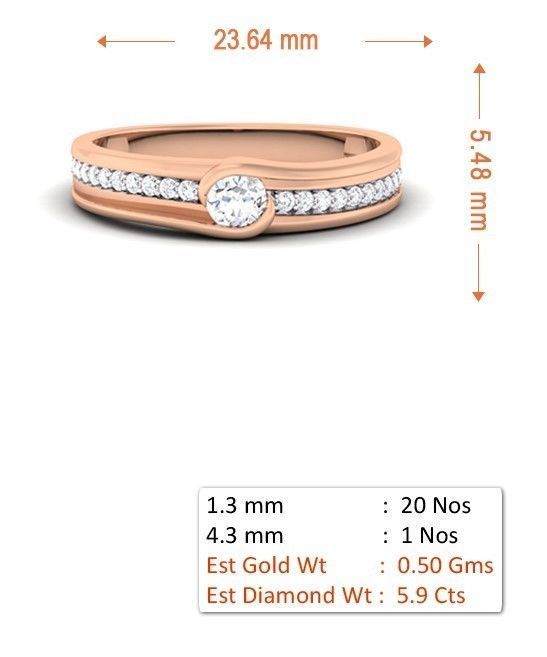 Solitaire Couple Band Rings 3D print model_10