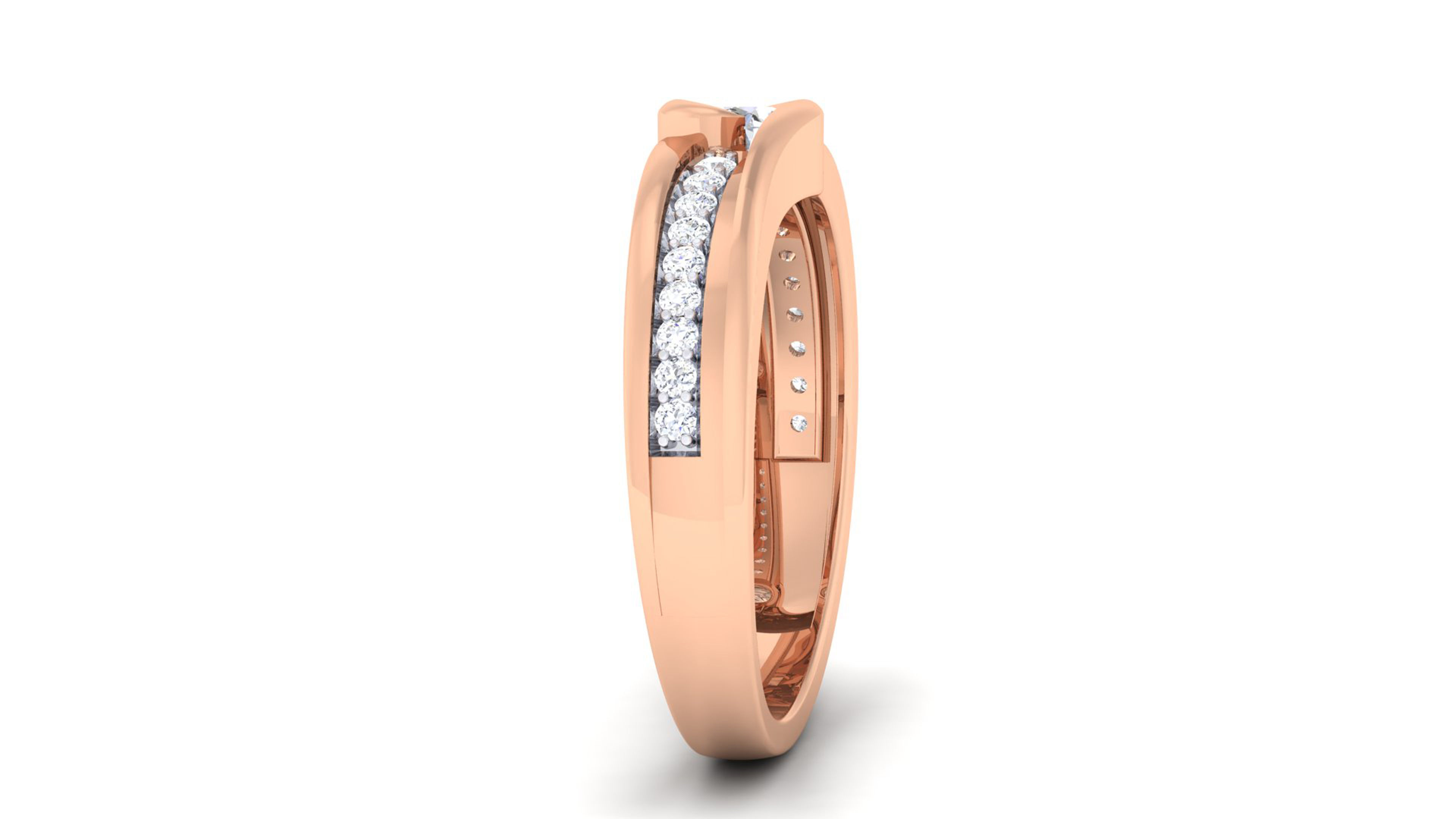 Solitaire Couple Band Rings 3D print model_4