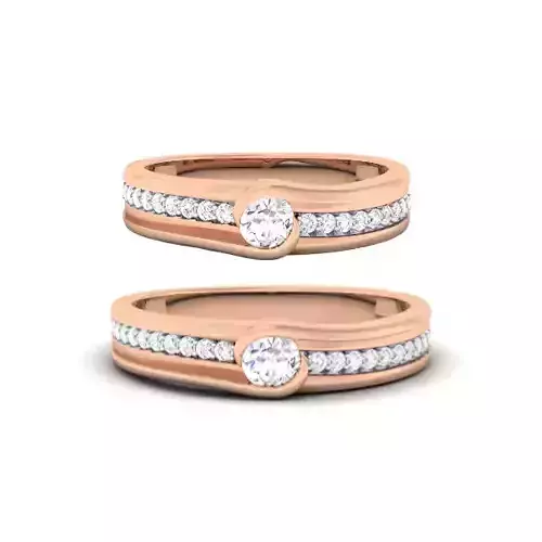 Solitaire Couple Band Rings