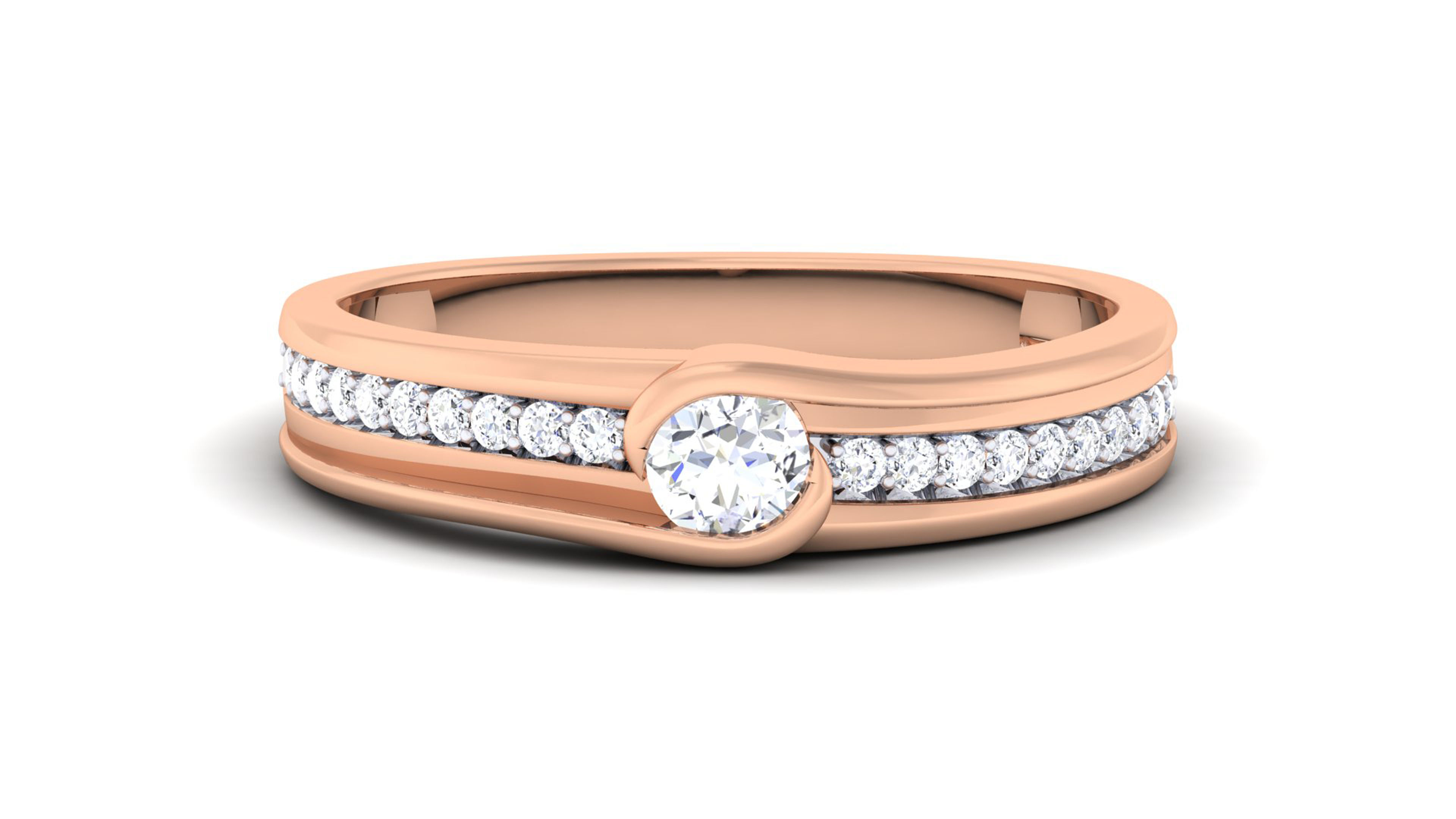 Solitaire Couple Band Rings 3D print model_9