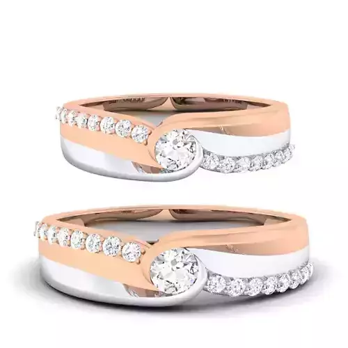 Solitaire Couple Band Rings