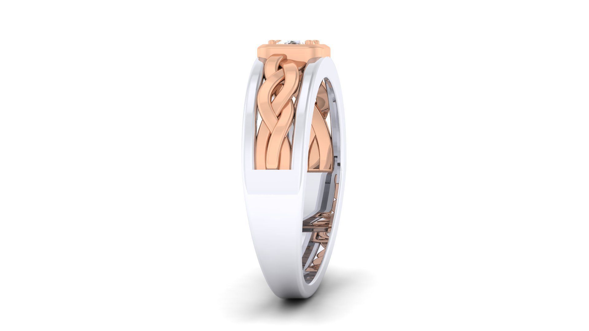Solitaire Couple Band Rings 3D print model_8