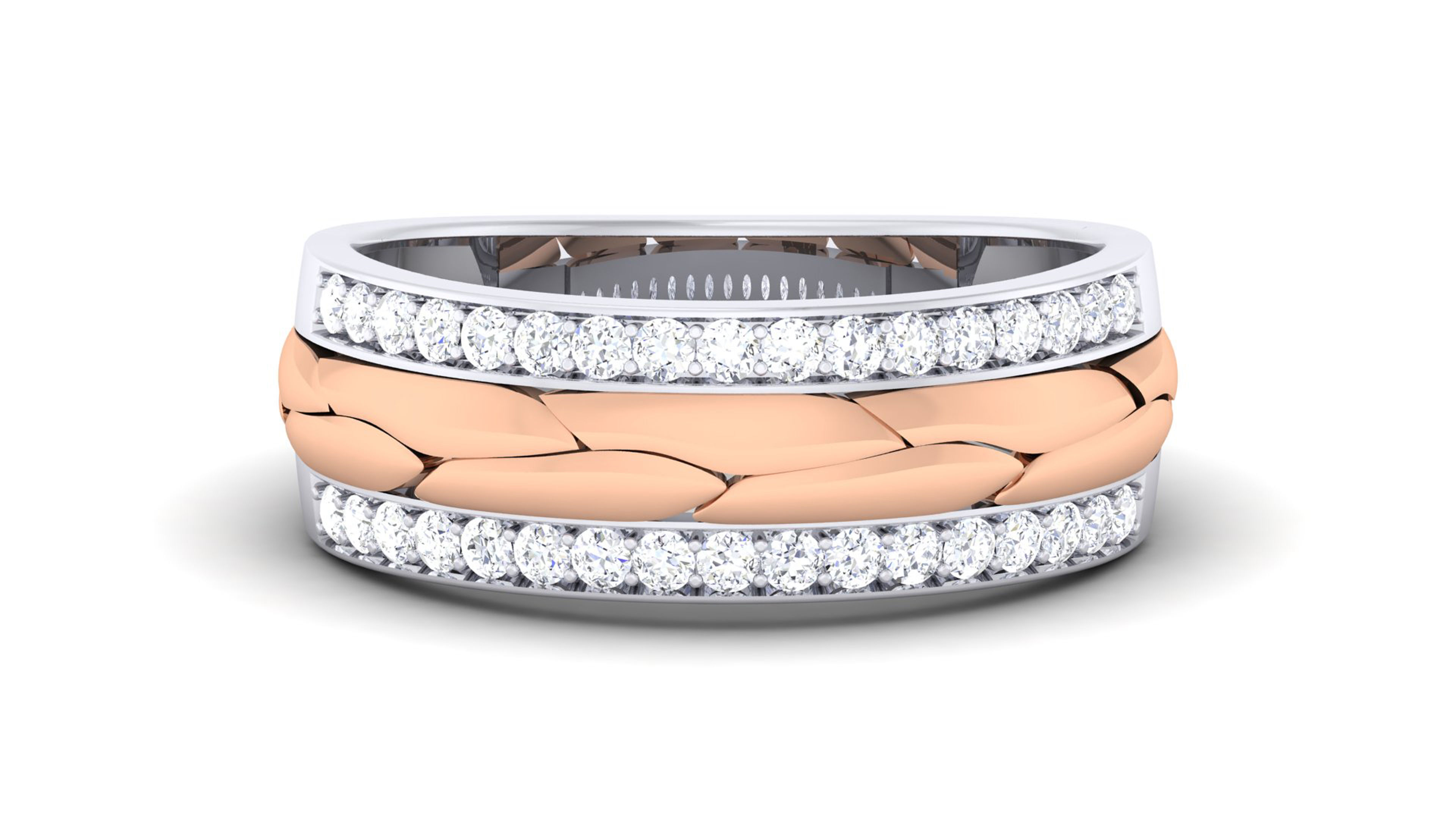 Solitaire Couple Band Rings 3D print model_4
