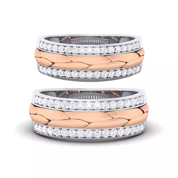 Solitaire Couple Band Rings 3D print model_0