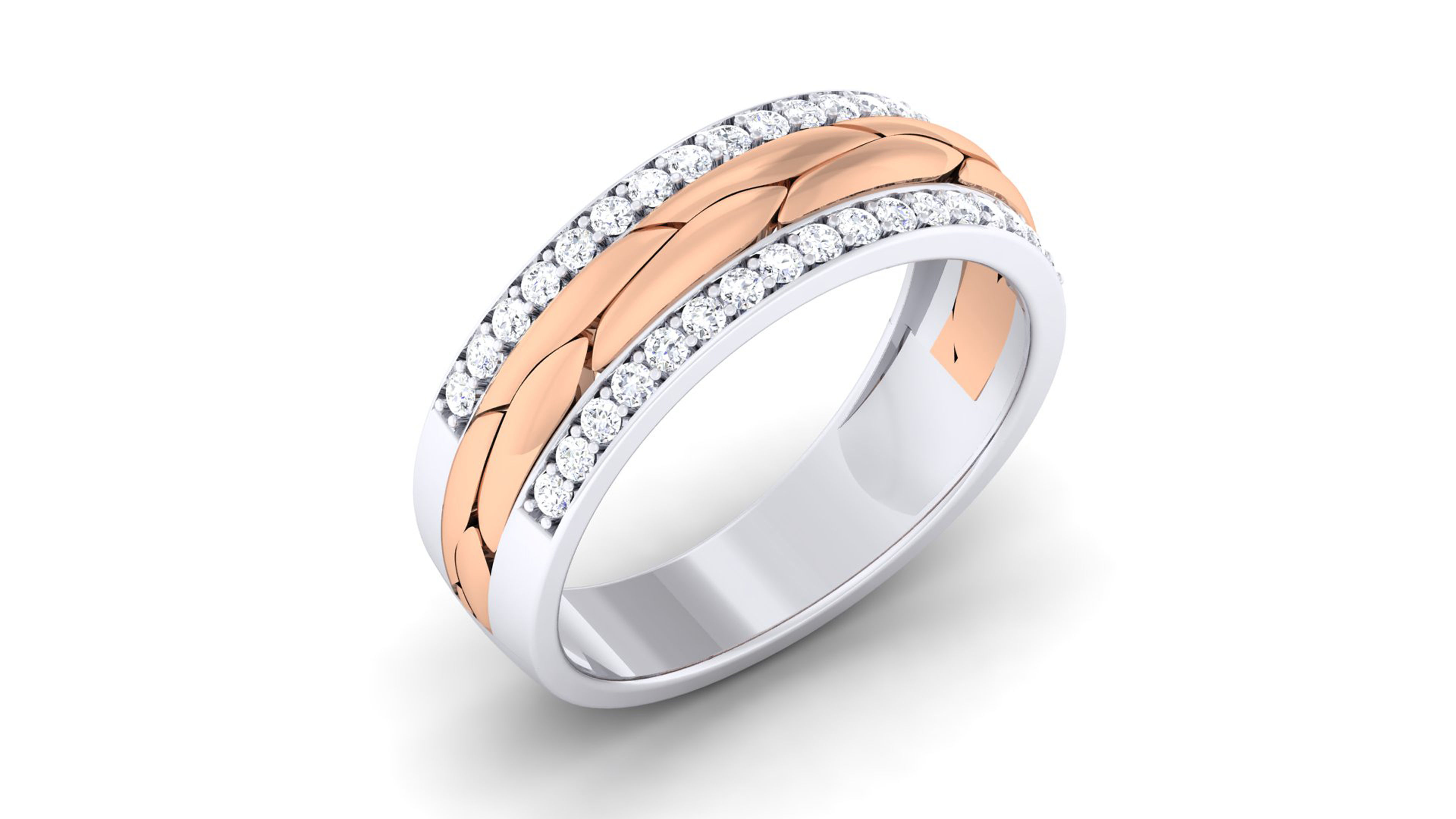 Solitaire Couple Band Rings 3D print model_7
