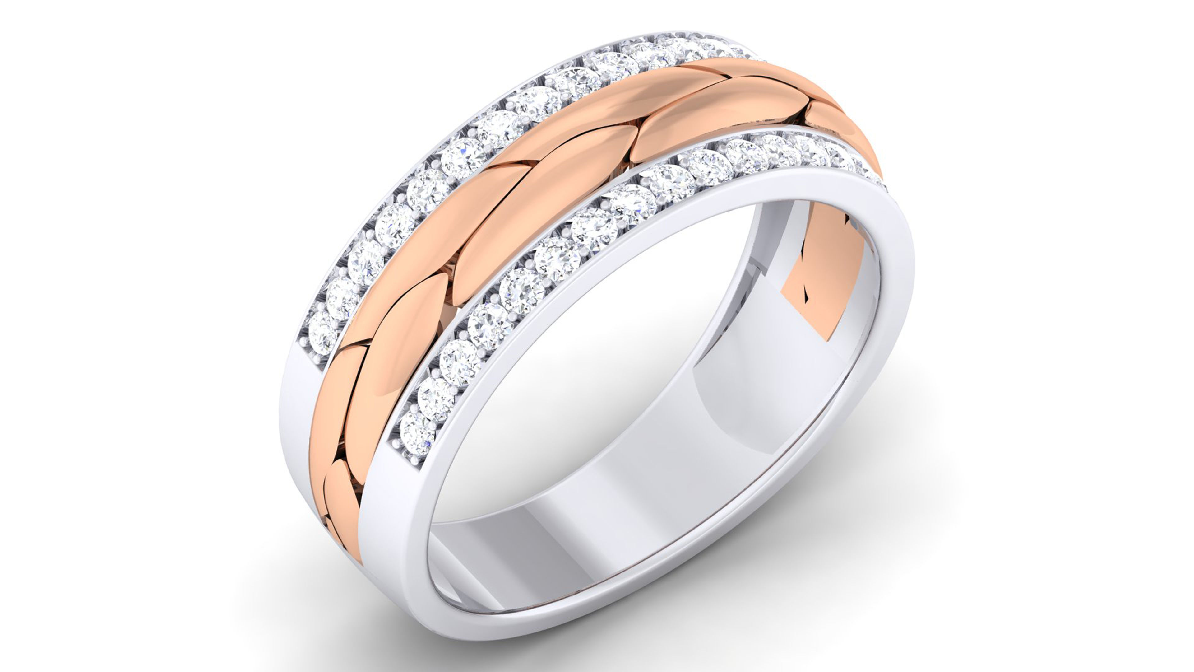 Solitaire Couple Band Rings 3D print model_2