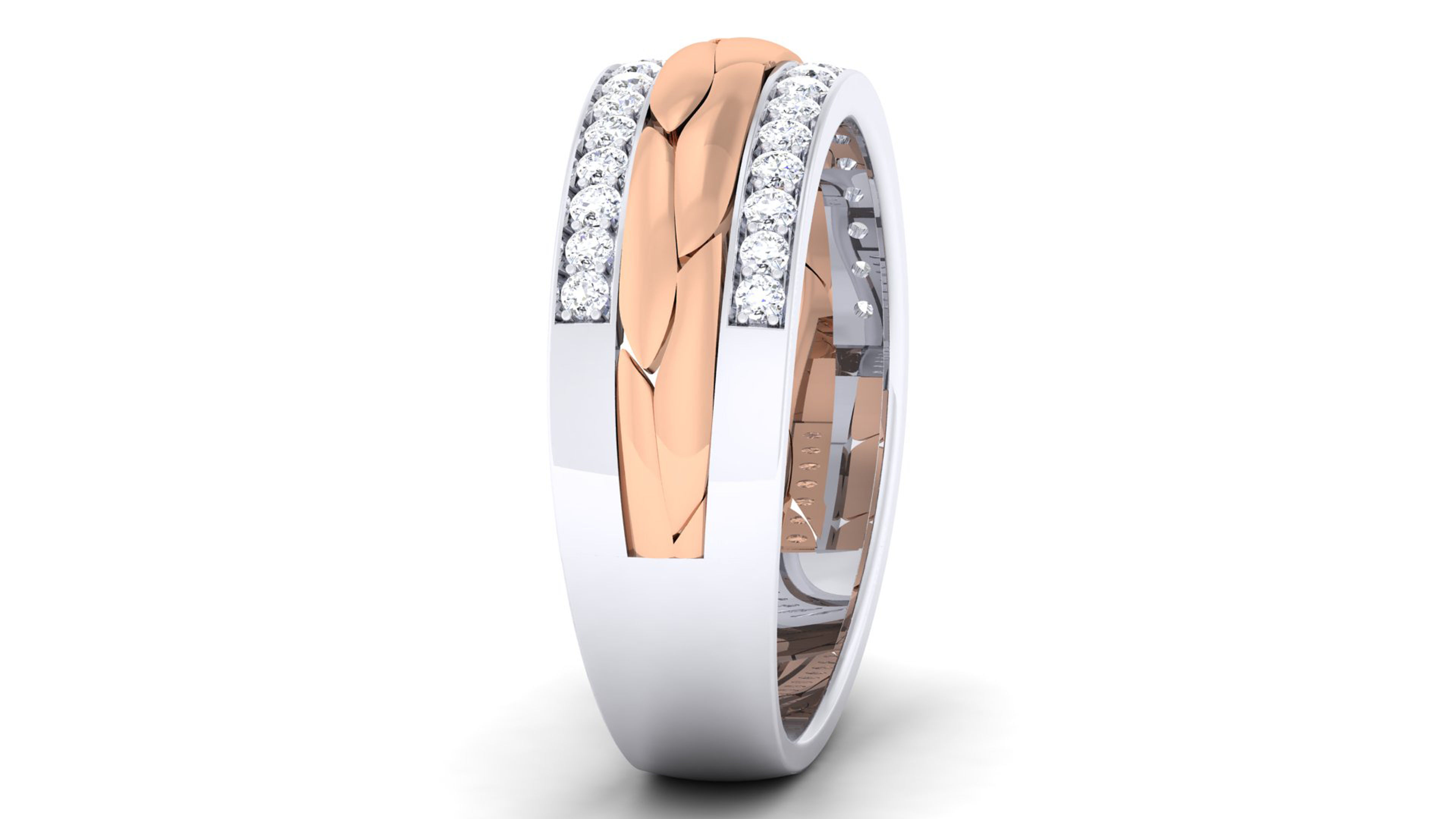 Solitaire Couple Band Rings 3D print model_3