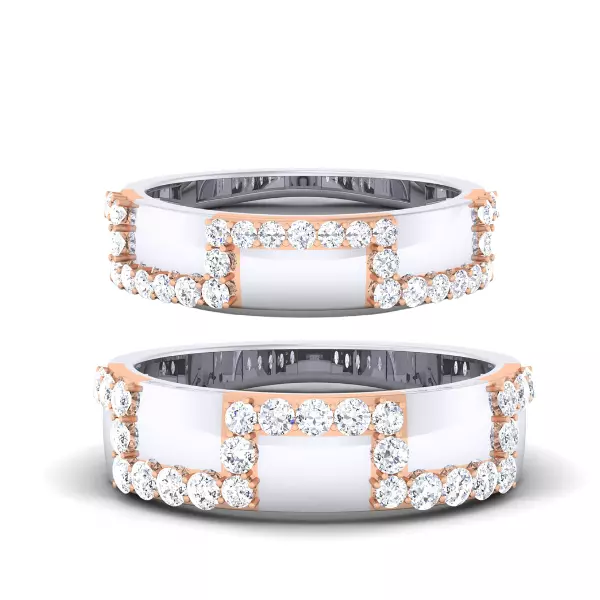 Solitaire Couple Band Rings 3D print model