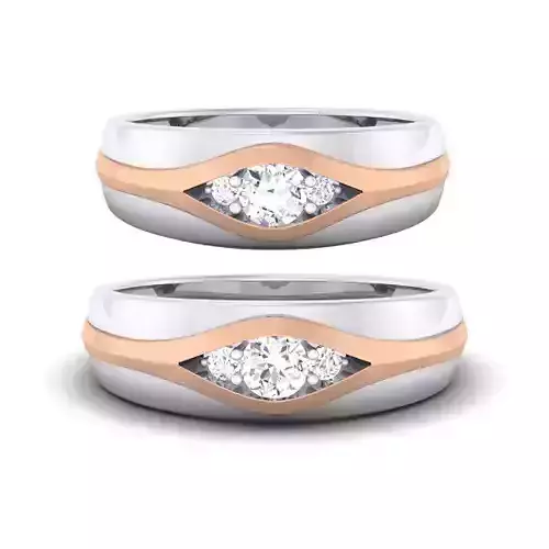 Solitaire Couple Band Rings