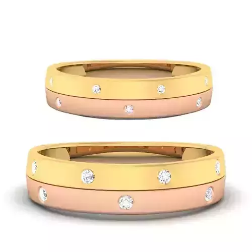 Solitaire Couple Band Rings 3D print model