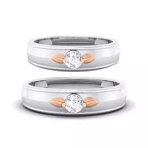 Solitaire Couple Band Rings 3D print model