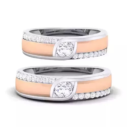 Solitaire Couple Band Rings 3D print model