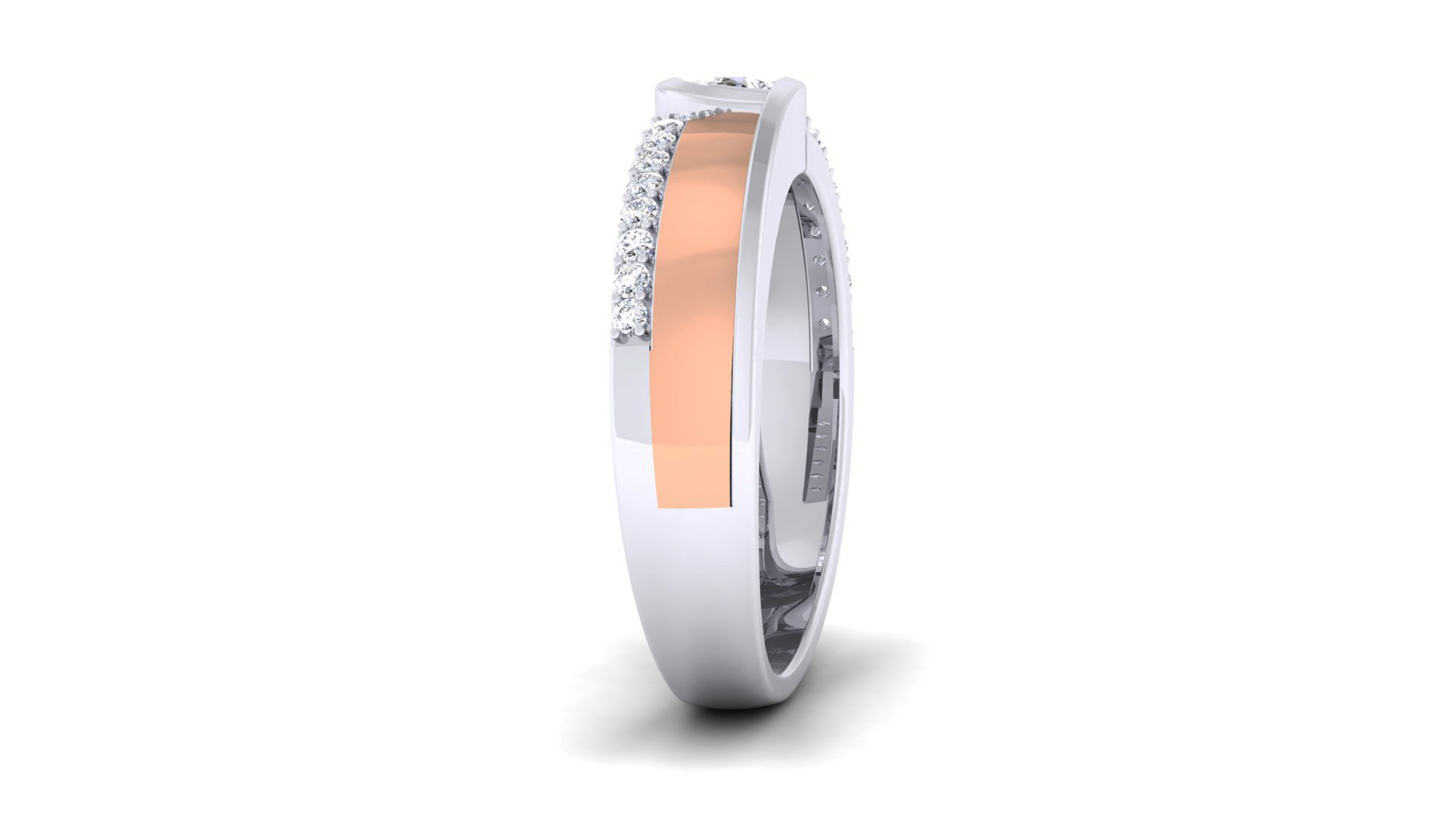 Solitaire Couple Band Rings 3D print model_8
