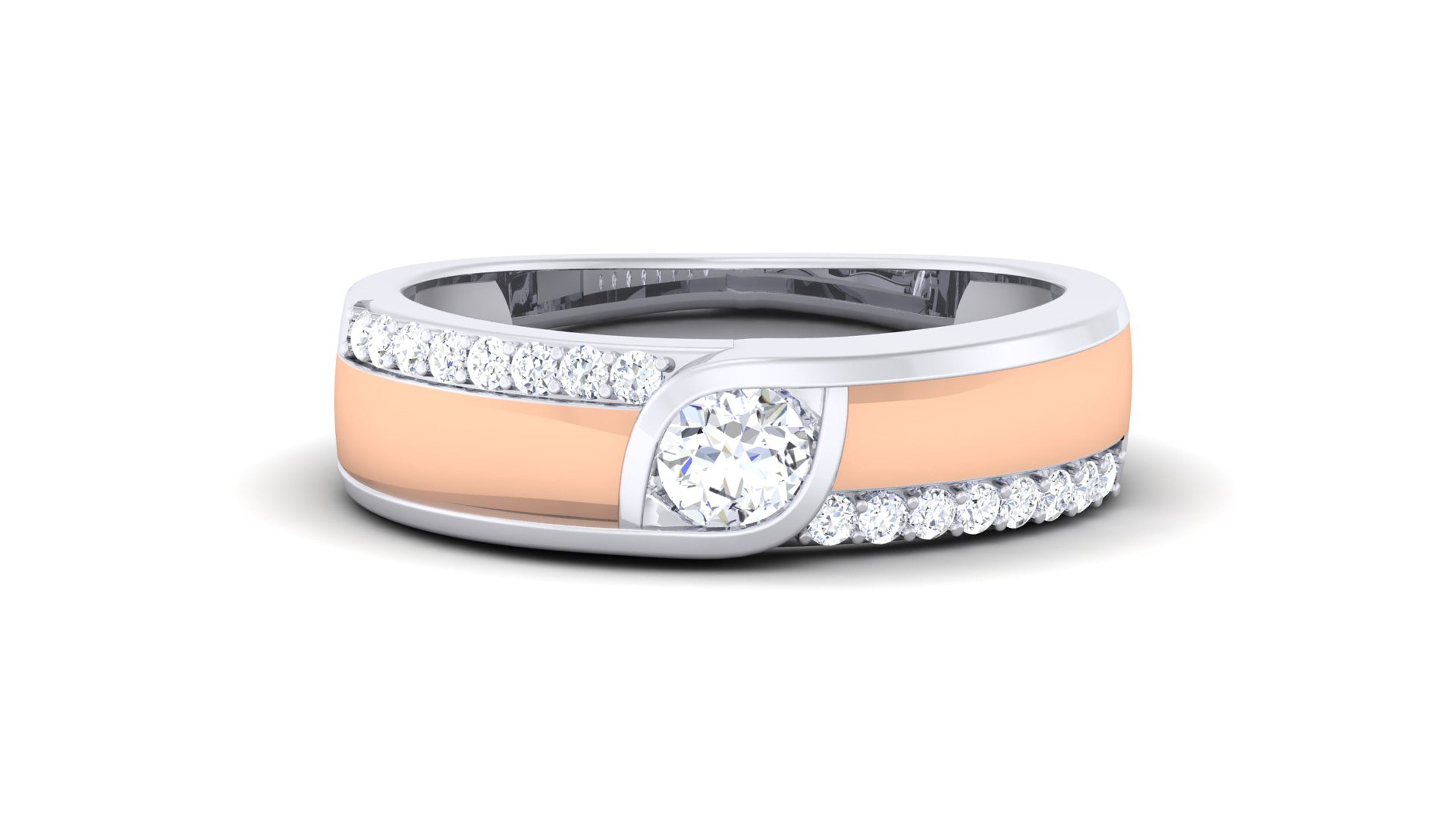 Solitaire Couple Band Rings 3D print model_5