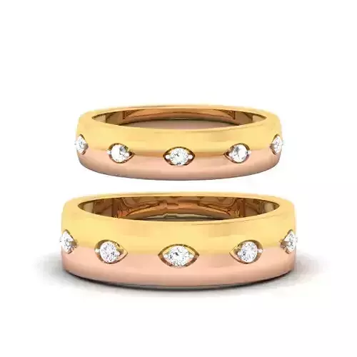 Solitaire Couple Band Rings 3D print model