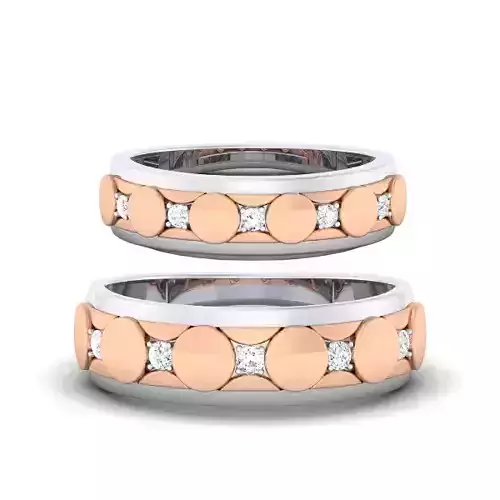 Solitaire Couple Band Rings 3D print model