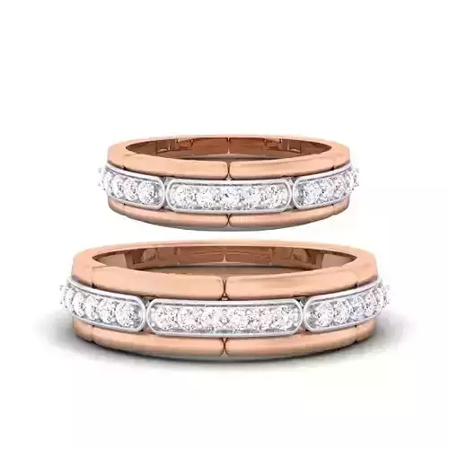 Solitaire Couple Band Rings 3D print model