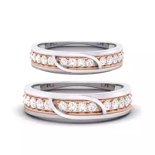Solitaire Couple Band Rings 3D print model