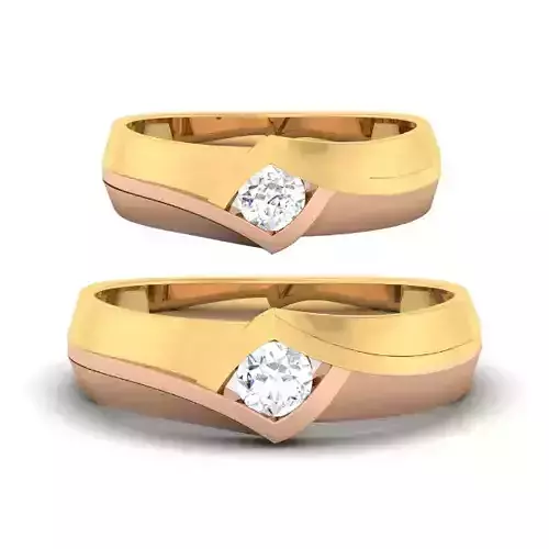 Solitaire Couple Band Rings 3D print model