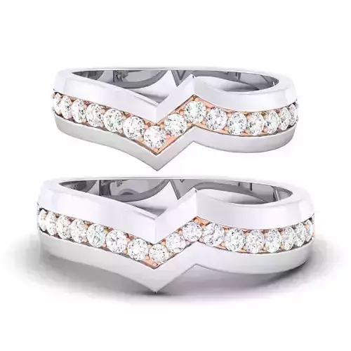 Solitaire Couple Band Rings 3D print model