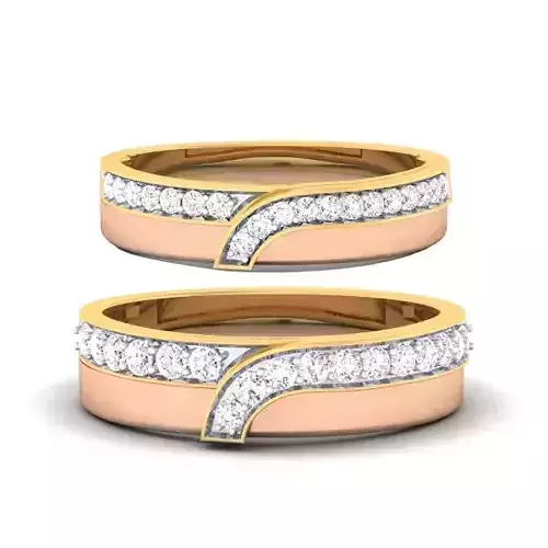 Solitaire Couple Band Rings 3D print model
