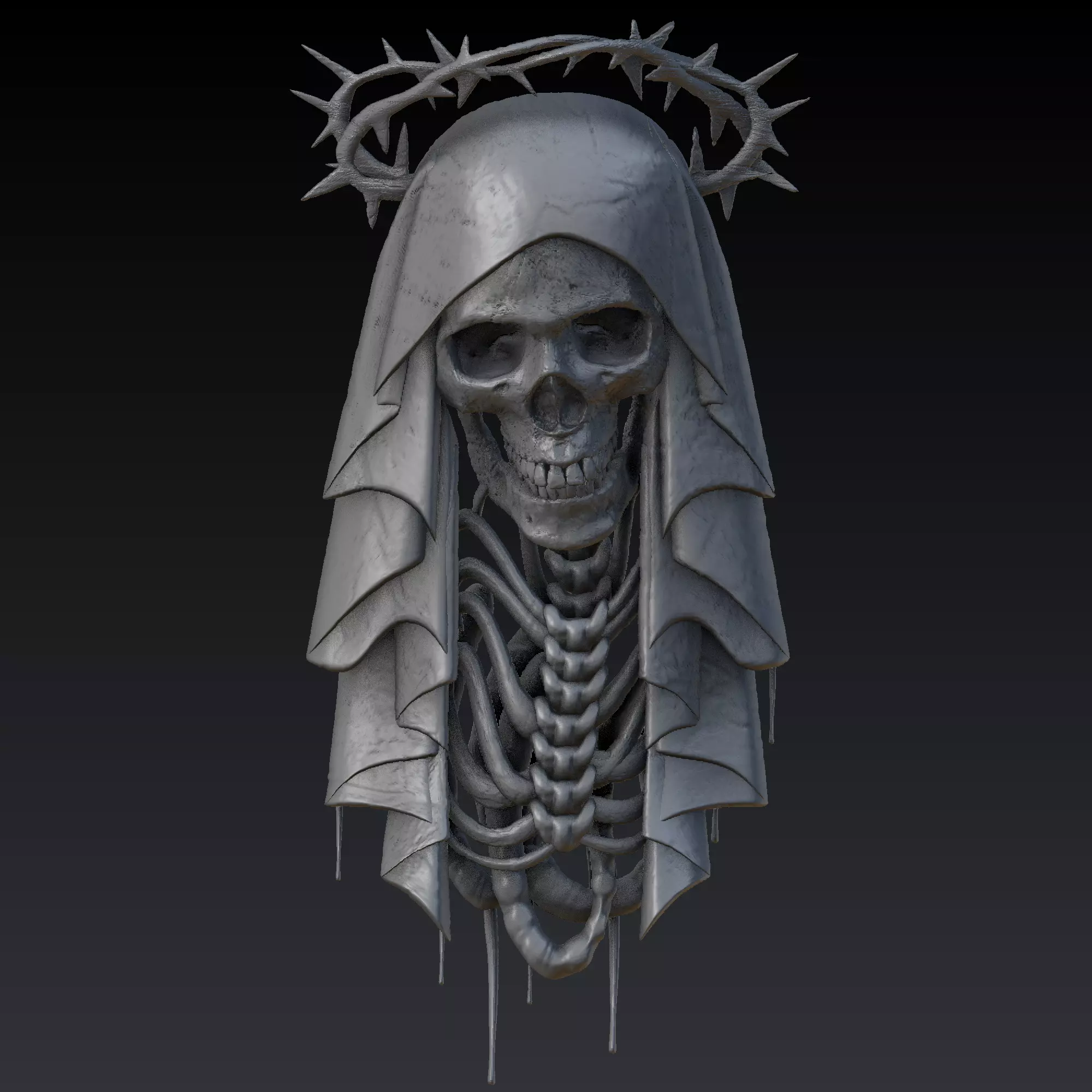 Death skull 3d stereolithography files for printing applications 3D model_0
