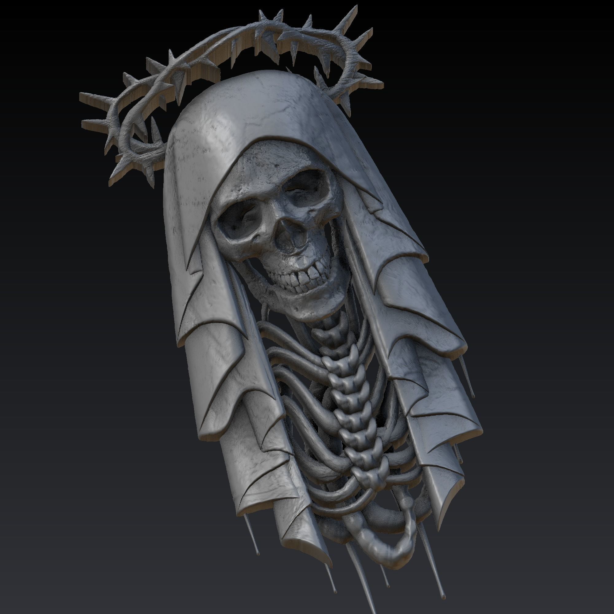 Death skull 3d stereolithography files for printing applications 3D model_1