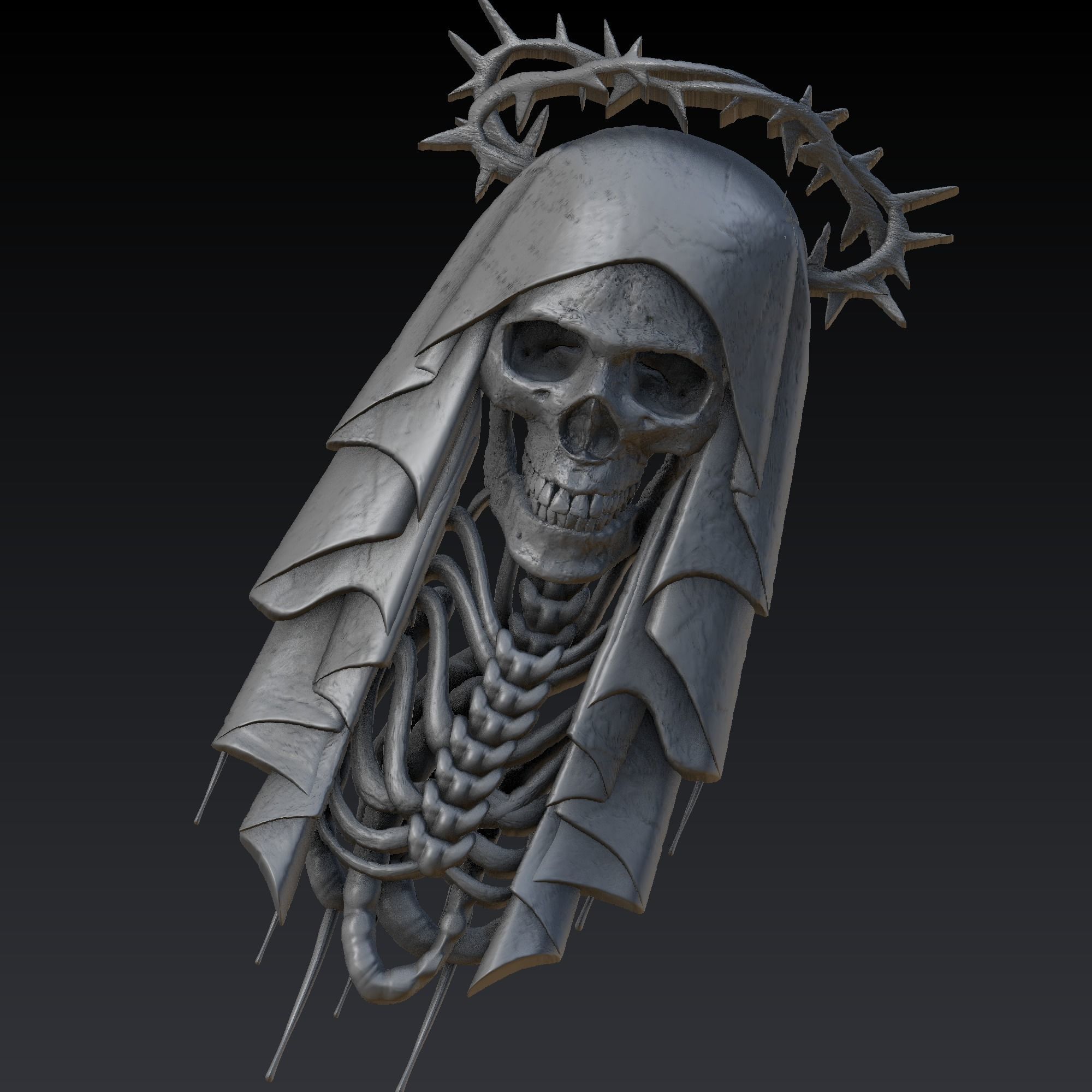 Death skull 3d stereolithography files for printing applications 3D model_2