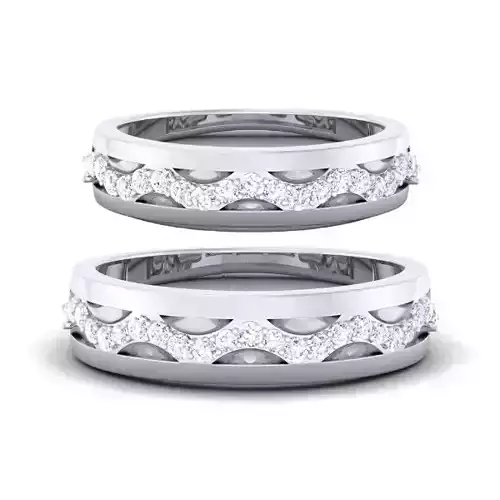 Solitaire Couple Band Rings 3D print model