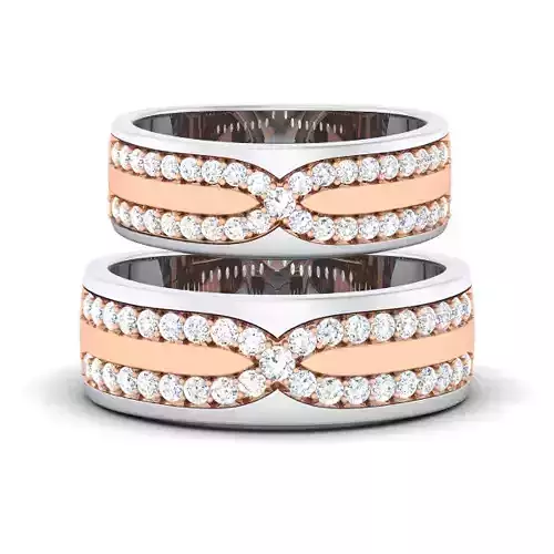 Solitaire Couple Band Rings 3D print model