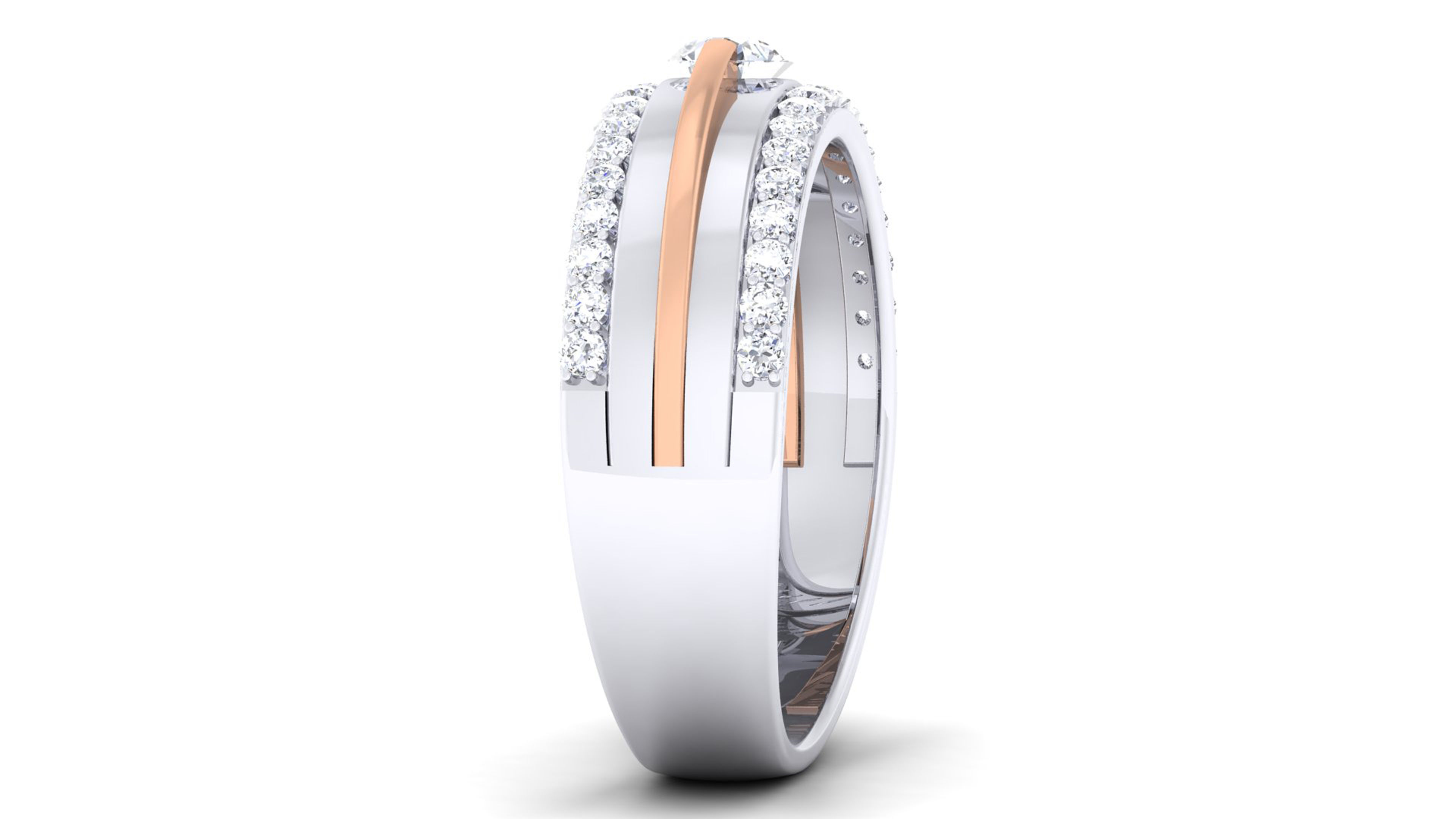 Solitaire Couple Band Rings 3D print model_3
