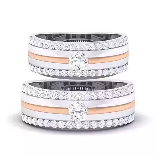 Solitaire Couple Band Rings 3D print model