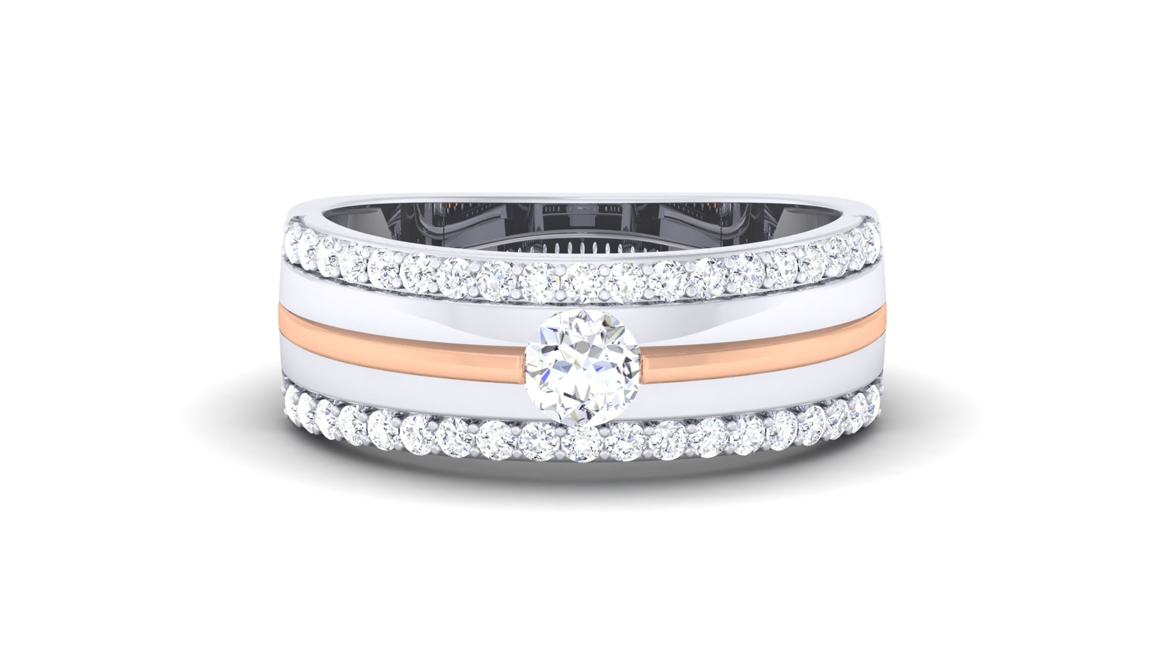 Solitaire Couple Band Rings 3D print model_6