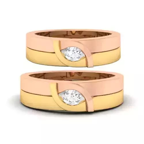 Solitaire Couple Band Rings 3D print model