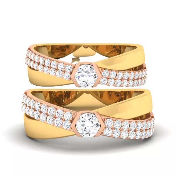 Solitaire Couple Band Rings 3D print model