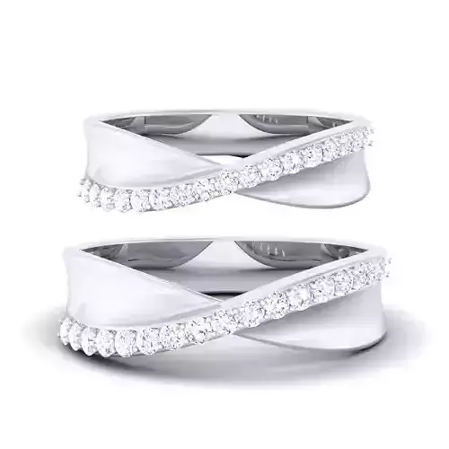 Solitaire Couple Band Rings 3D print model