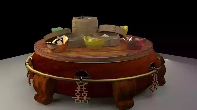 Chinese bamboo steamer with rice roll