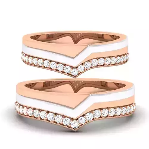 Solitaire Couple Band Rings 3D print model