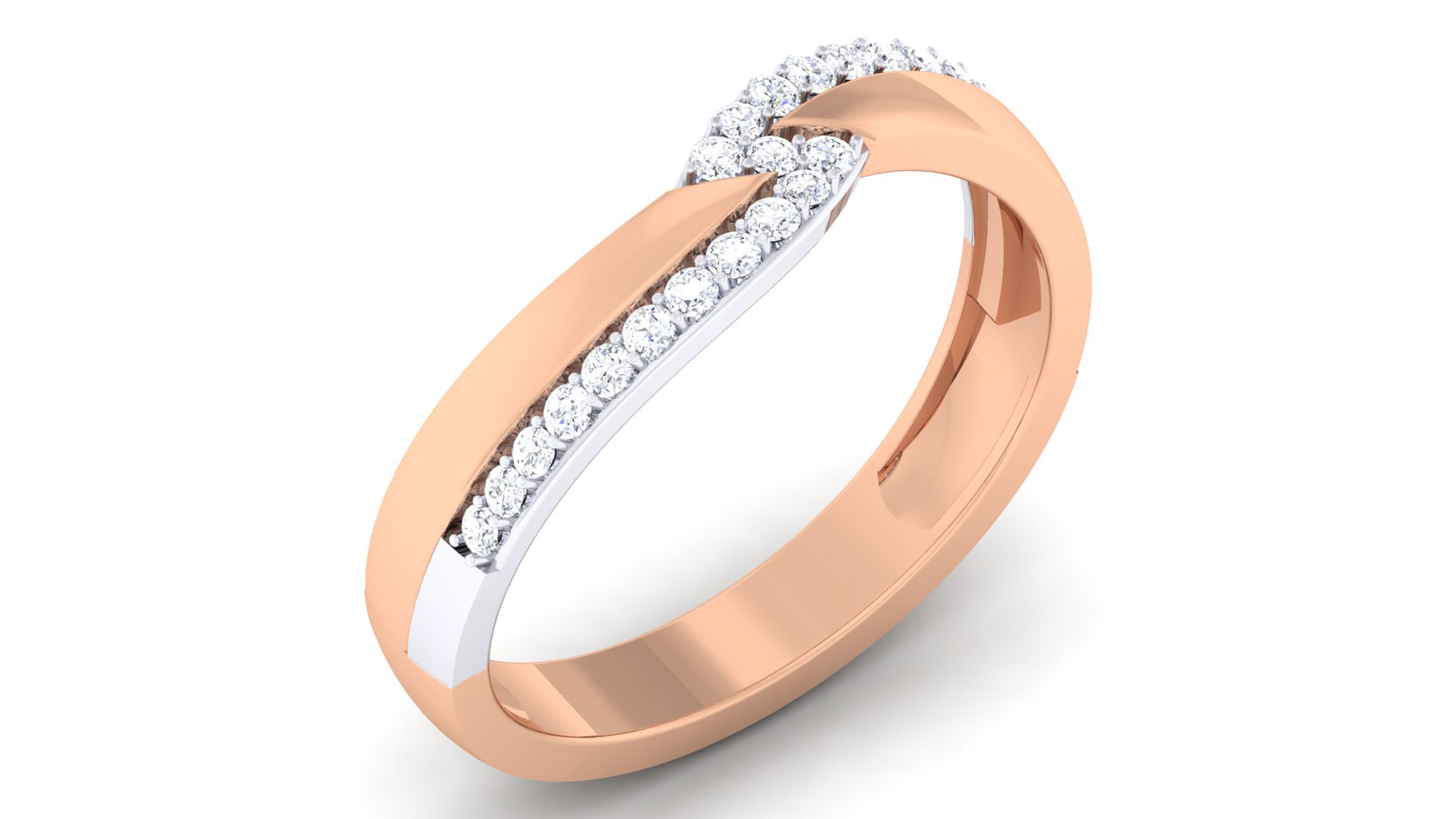 Solitaire Couple Band Rings 3D print model_2